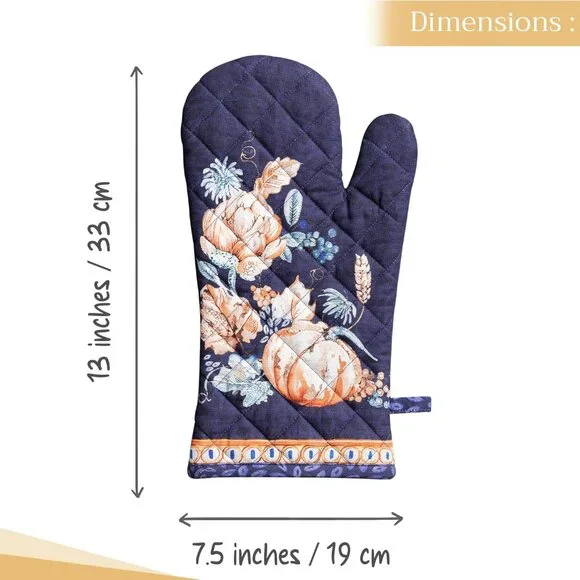 Oven Gloves 100% Cotton Oven Mitt 7" x 13" with Loop Heat Resistant, BBQ, Cookin - Picture 3 of 9